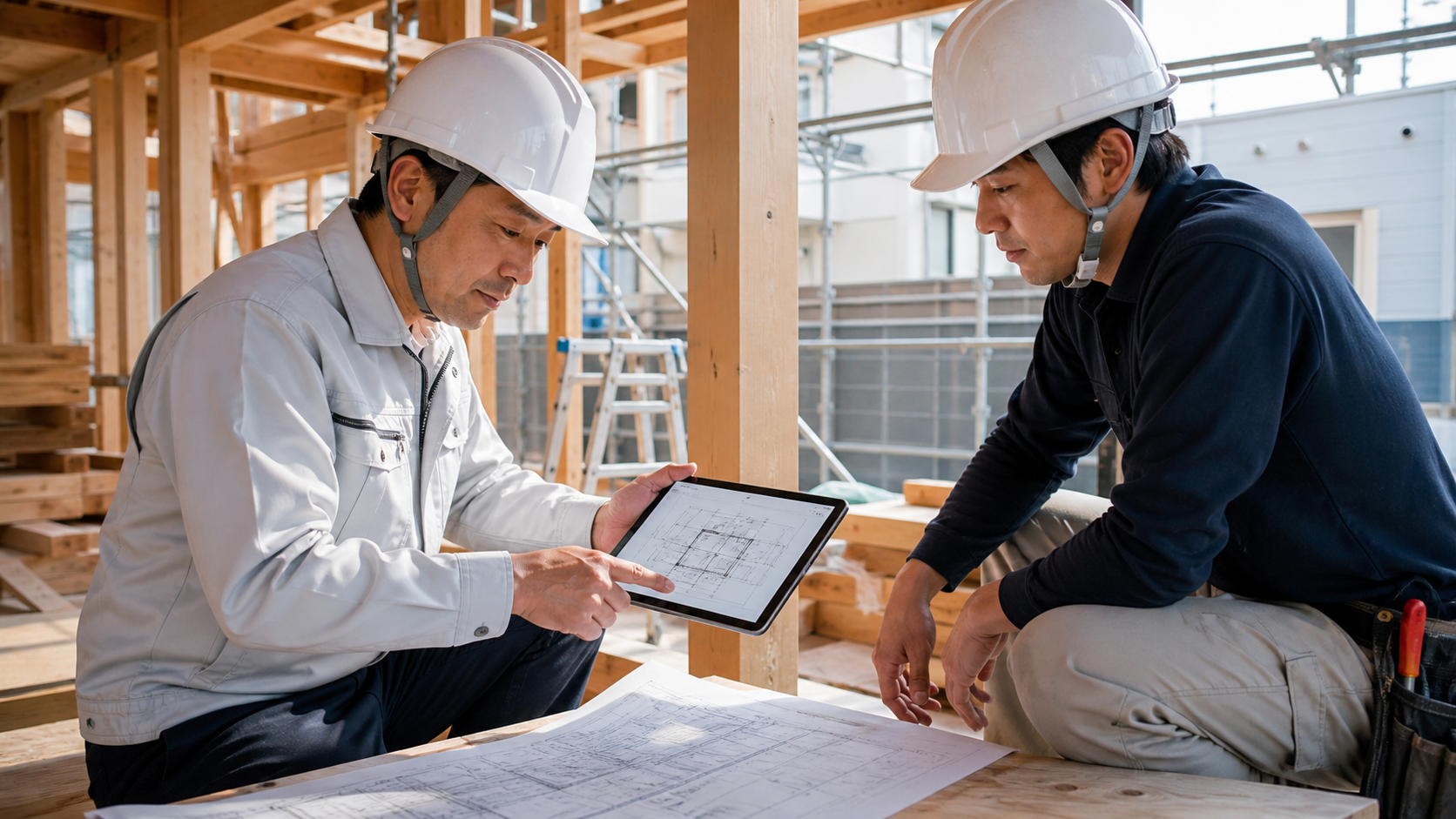 最新図面で施工品質を確認する現場